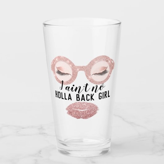 Glazen Girly Roos Grappig Unieke Wimpers Make-up (Voorkant)