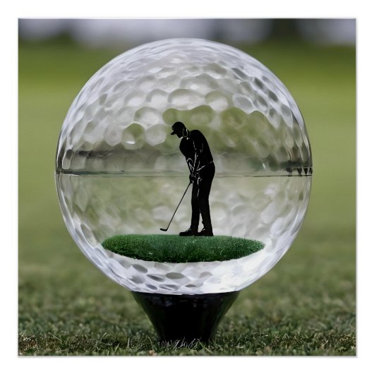 Glazen golfbal met golfer binnenin, perfect poster (Voorkant)