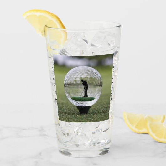 Glazen golfbal met golfspeler binnen, (Voorkant ijs)