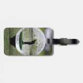 Glazen golfbal met golfspeler binnen, bagagelabel (Achterkant horizontaal)