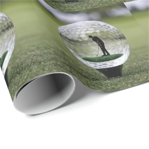 Glazen golfbal met golfspeler binnen, cadeaupapier