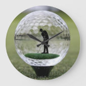 Glazen golfbal met golfspeler binnen, grote klok (Voorkant)