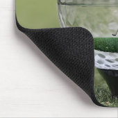 Glazen golfbal met golfspeler binnen, muismat (Hoek)