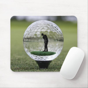 Glazen golfbal met golfspeler binnen, muismat