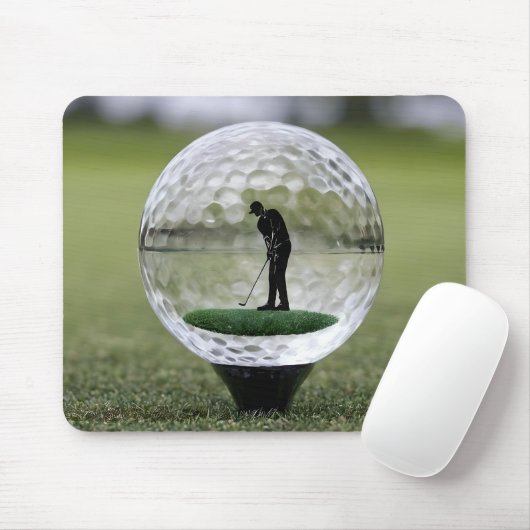 Glazen golfbal met golfspeler binnen, muismat (Met muis)