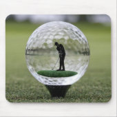 Glazen golfbal met golfspeler binnen, muismat (Voorkant)