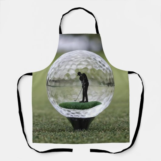 Glazen golfbal met golfspeler binnen, schort (Voorkant)