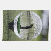 Glazen golfbal met golfspeler binnen, theedoek (Horizontaal)