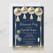 Glazen gouden ballonnen Glitter Blue Retirement Kaart (Voorkant)