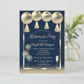 Glazen gouden ballonnen Glitter Blue Retirement Kaart (Staand voorkant)