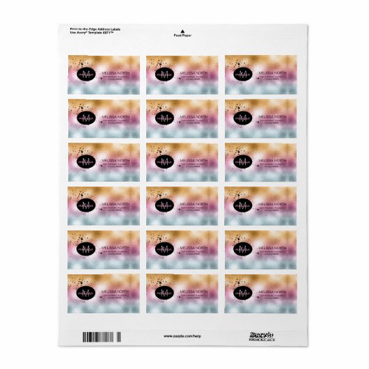 Glazen gradiënt en Splatter Monogram roze ID444 Etiket (Full Sheet)