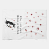 Glazen halfvolledige gierige wijngierst met kat theedoek (Horizontaal)