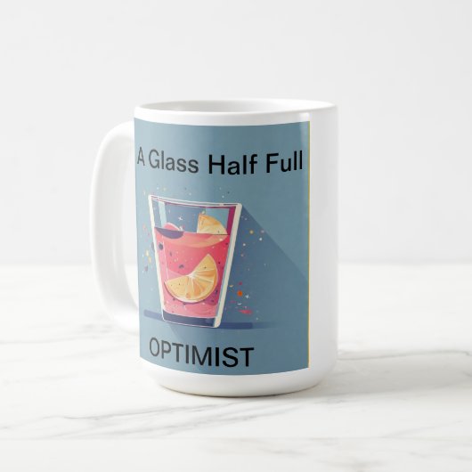 Glazen Halve Volle Optimist Happy Mok (Voorkant links)