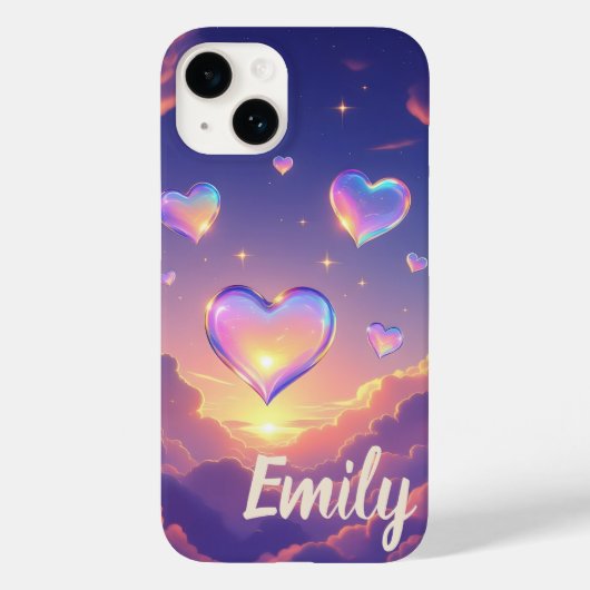Glazen harten zweven Paarse lucht Case-Mate iPhone Case (Achterkant)