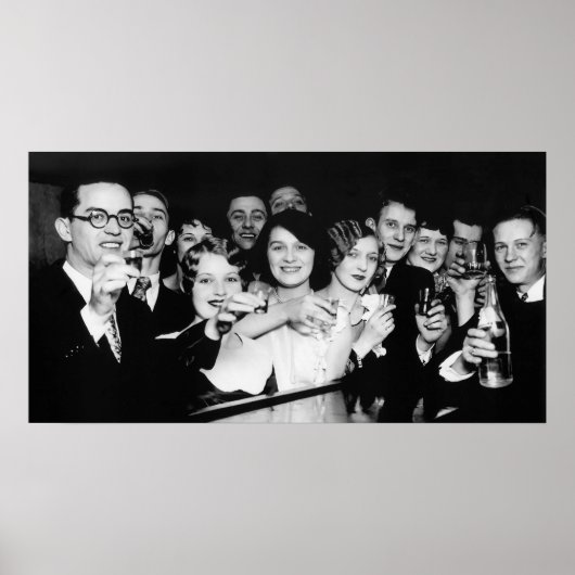 GLAZEN HOOG BIJ SPEAKEASY c. 1929 Poster (Voorkant)