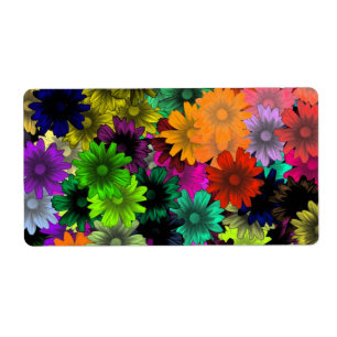 Glazen in lood bloemen etiket