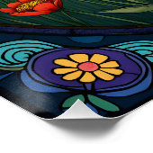 Glazen in lood bloemen perfect poster (Hoek)