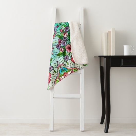 Glazen in lood bloemontwerp sherpa deken (In situ)