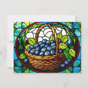 Glazen in lood bosbessenmand briefkaart
