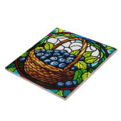 Glazen in lood bosbessenmand tegeltje (Zijkant)