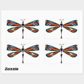 Glazen in lood Dragonfly Rechthoek Sticker (Vel)