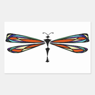 Glazen in lood Dragonfly Rechthoek Sticker