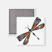 Glazen in lood Dragonfly vierkante magneet (Voorkant / Achterkant)