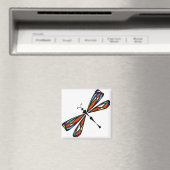 Glazen in lood Dragonfly vierkante magneet (Insitu (Vaatwasser))