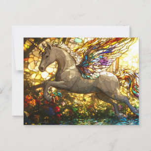 Glazen in lood eenhoorn briefkaart