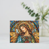 Glazen in lood engel met vleugels briefkaart (Staand voorkant)