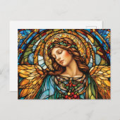 Glazen in lood engel met vleugels briefkaart (Voorkant / Achterkant)