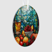 Glazen in lood fruitschaal ornament (voorkant)