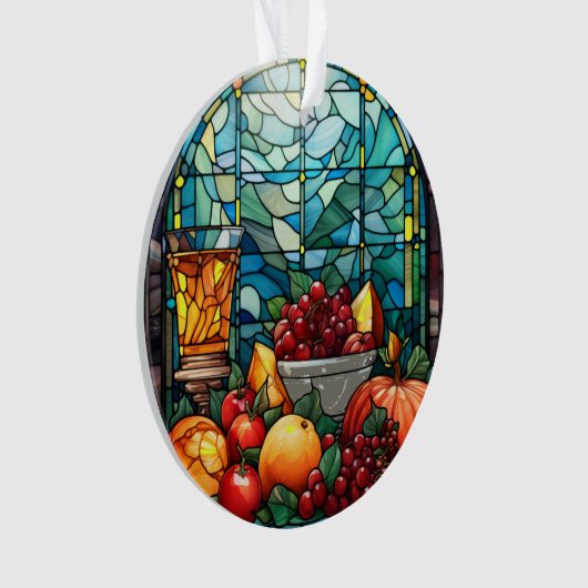 Glazen in lood fruitschaal ornament (voorkant)