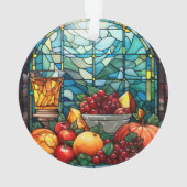 Glazen in lood fruitschaal ornament (achterkant)