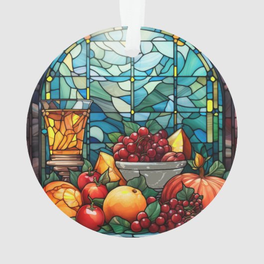 Glazen in lood fruitschaal ornament (achterkant)