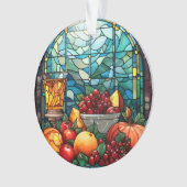 Glazen in lood fruitschaal ornament (voorkant)