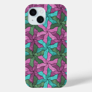 Glazen in lood gepantserde bloemen iPhone 15 case