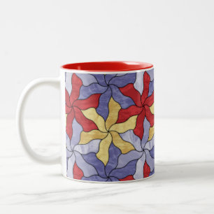 Glazen in lood gepantserde bloemen tweekleurige koffiemok
