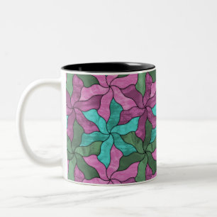 Glazen in lood gepantserde bloemen tweekleurige koffiemok