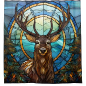 Glazen in lood herten douchegordijn (Voorkant)