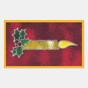 Glazen in lood kaars rechthoekige sticker