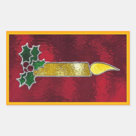 Glazen in lood kaars rechthoekige sticker (Voorkant)