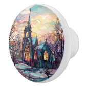 Glazen in lood Kerk Keramische knop (Rechts)