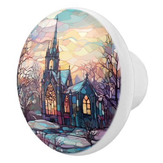 Glazen in lood Kerk Keramische knop (Rechts)