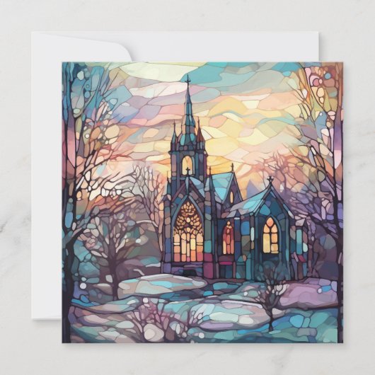 Glazen in lood kerk platte Kaart (blanco achter) (Voorkant)