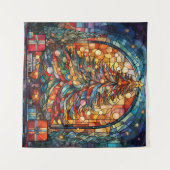 Glazen in lood kerstboom wandtapijt wandkleed (Voorkant (horizontaal))