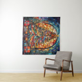 Glazen in lood kerstboom wandtapijt wandkleed (In Situ (horizontaal))