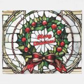 Glazen in lood kerstkransdeken fleece deken (Voorkant (Horizontaal))