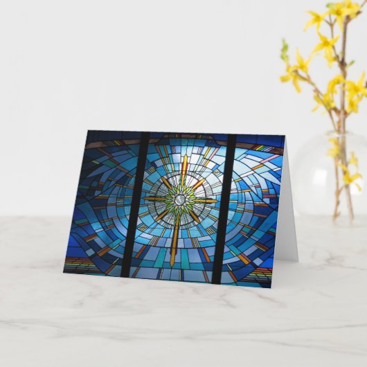 Glazen in lood kruis, blanco binnenzijde kaart (Gele Bloem)