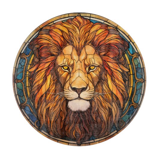 Glazen in lood leeuwensnijplank snijplank (Voorkant)